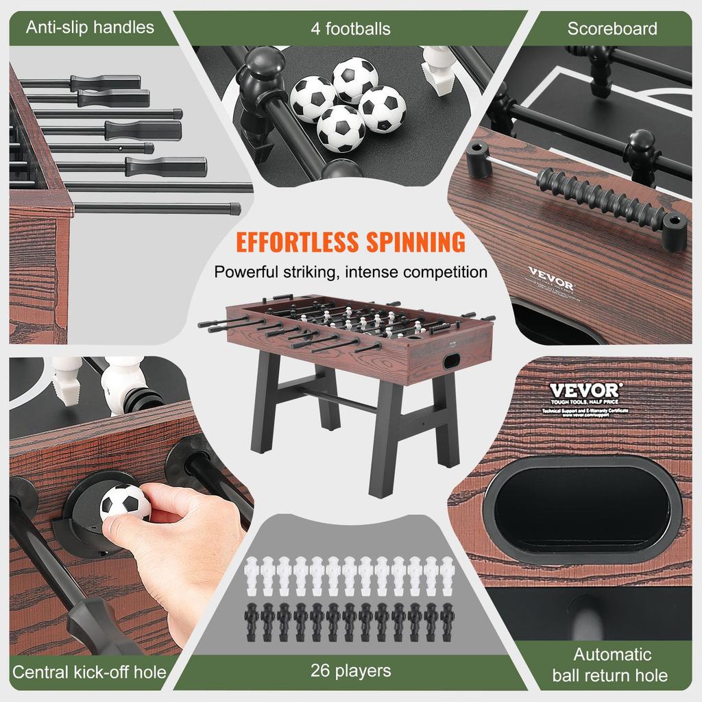 VEVOR Foosball Table, 55 inch Standard Size Foosball Table, Indoor Full Size Foosball Table for Home, Family, and Game Room