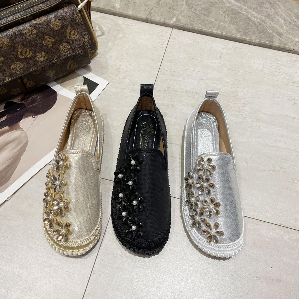 Tsutsu Casual Shoes Europe Station 2025 Summer New Women's Diamond Mesh Flat-soled Korean Version of a Ladle Shoe