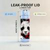 1PC Geometric Panda Black Red Art Print 750ml Color Plastic Sports Water Bottle Leakproof Flip Straw Lid Suitable for Sports Office Home Use