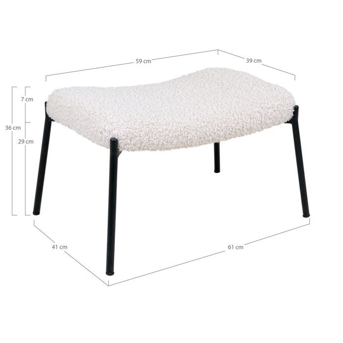 Glasgow Pouf, imitation peau de mouton, blanc.
