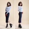 Women Midi Skirt Mid-rise Back Split Design Solid Color Knitting Skirt Hip Wrapped Office Lady Skirt