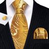 Barry.Wang Mens Ties Fashion Paisley Jacquare Silk Hanky Cufflinks Neckties Set Formal Casual