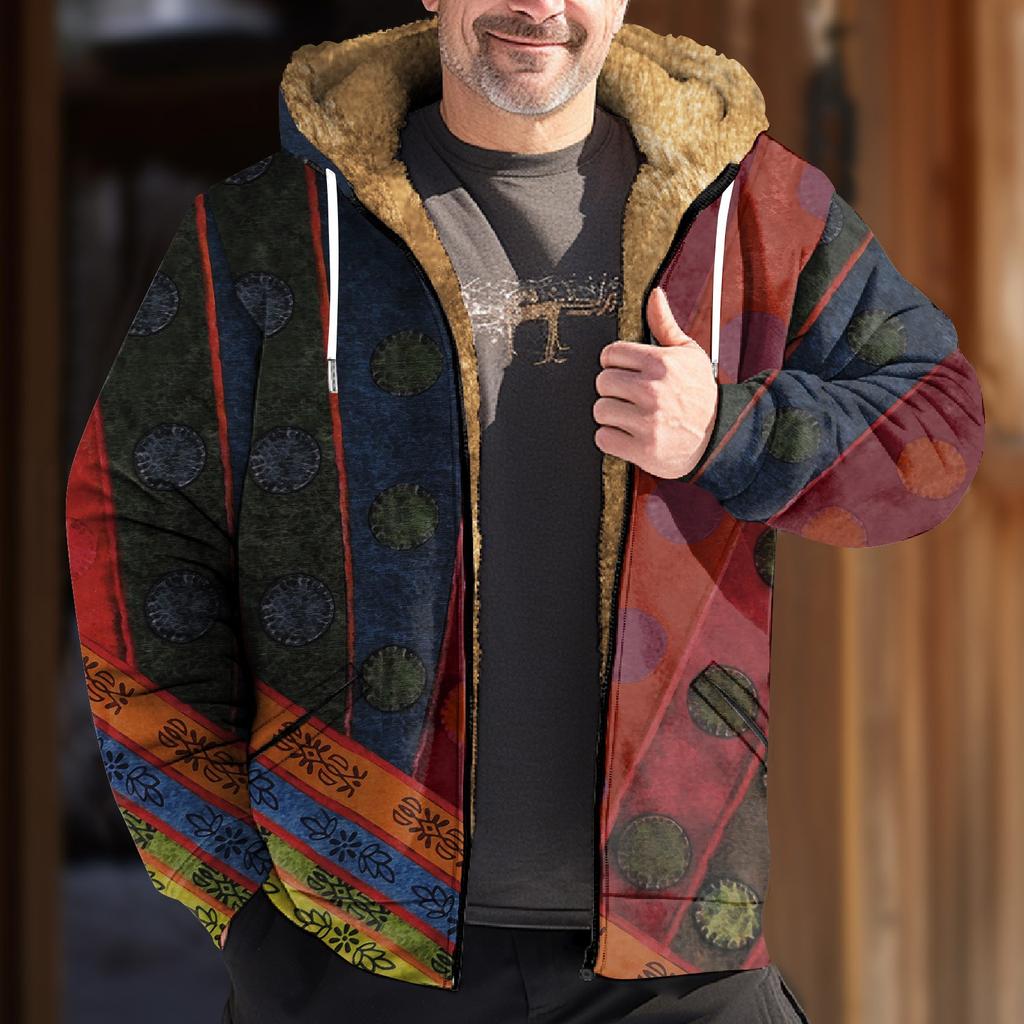 Мужская куртка с принтом в стиле ретро, мужская весенне-осенняя повседневная трендовая куртка на молнии с капюшоном