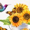 Sunflower Butterfly Toilet Sticker Removable Self-adhesive Waterproof PVC Living Room Bathroom Wall Art Floral