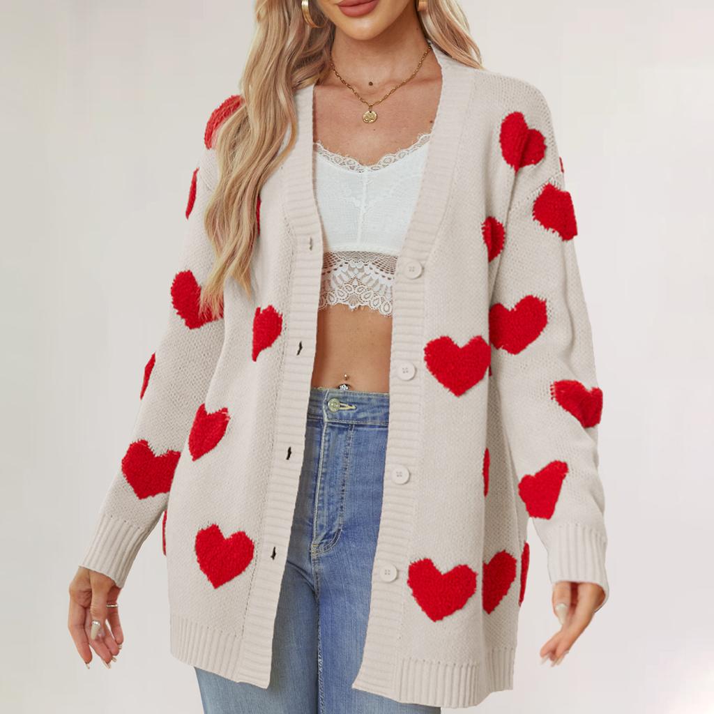 Вязаный кардиган средней длины с V-образным вырезом и пуговицами для женщин