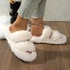 Уютные плюшевые тапочки из искусственного меха с одинарным ремешком и толстой подошвой для тепла в помещении