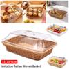 1Pcs Transparent Woven Basket Lid Imitation Rattan Fruit Storage Containers  for Home Kitchen Picnic