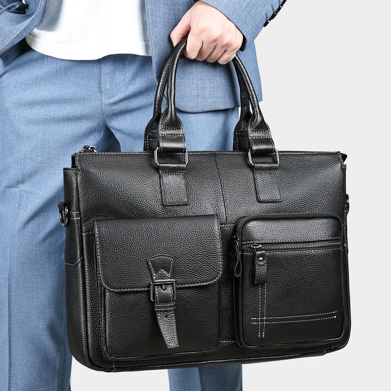 Сумка для компьютера Carry из натуральной кожи Premium Sense, мужская, большая вместимость, одно плечо, верхний слой из коровьей кожи, деловой портфель