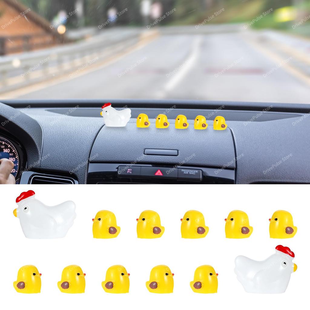 Mini Chicken Car Decor Accessories - Cute Dashboard/Rearview Mirror Charm, Fairy Garden Auto Gift, Interior Ornament