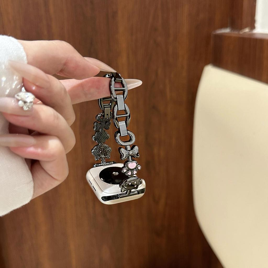 Совместимый ремешок для Apple Watch с дизайном кошки, металлический браслет iWatch SE Series 10 для женщин