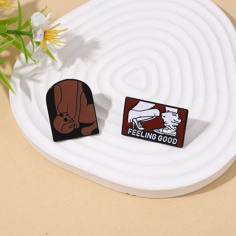 Забавная абстрактная брошь-значок в панк-стиле - Мультяшный линейный арт, значок на лацкан для одежды, сумок и шляп