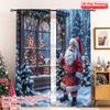 2pcs 2D Flat Printing Christmas Curtain Santa Christmas Snow Scene Polyester Fabric Without Electricity Party & Holiday Decor