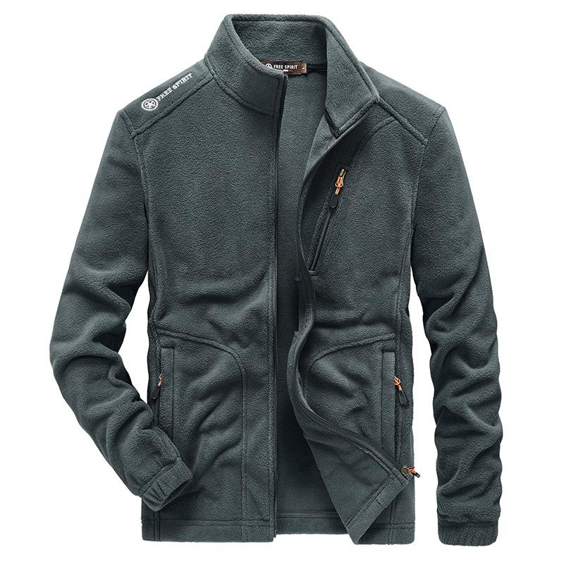 Double -Sided Fleece Jacket Polar Fleece Warm Fleece Jacket Men 'S Top Cardigan Outdoor Sports Sweater