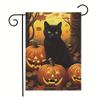 1pc Halloween Garden Flag Allan Poe The Raven Cowboy Cat 3D Printed Halloween Yard Outside Decoration No Flag Pole 12X18 Inch