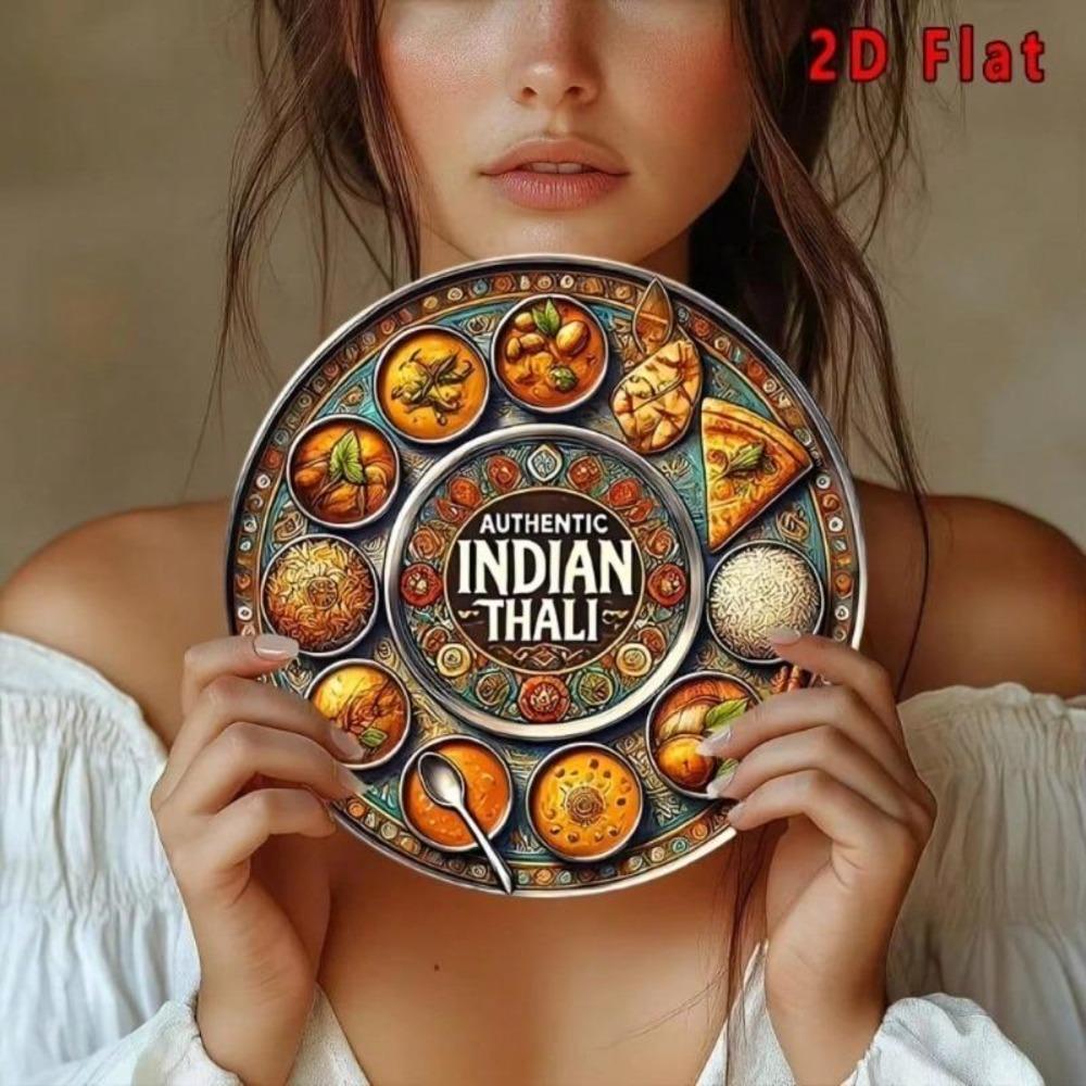 Винтажный индийский тали Алюминиевый Металлический Настенный Декор Рустикальный Традиционный Декор Еды