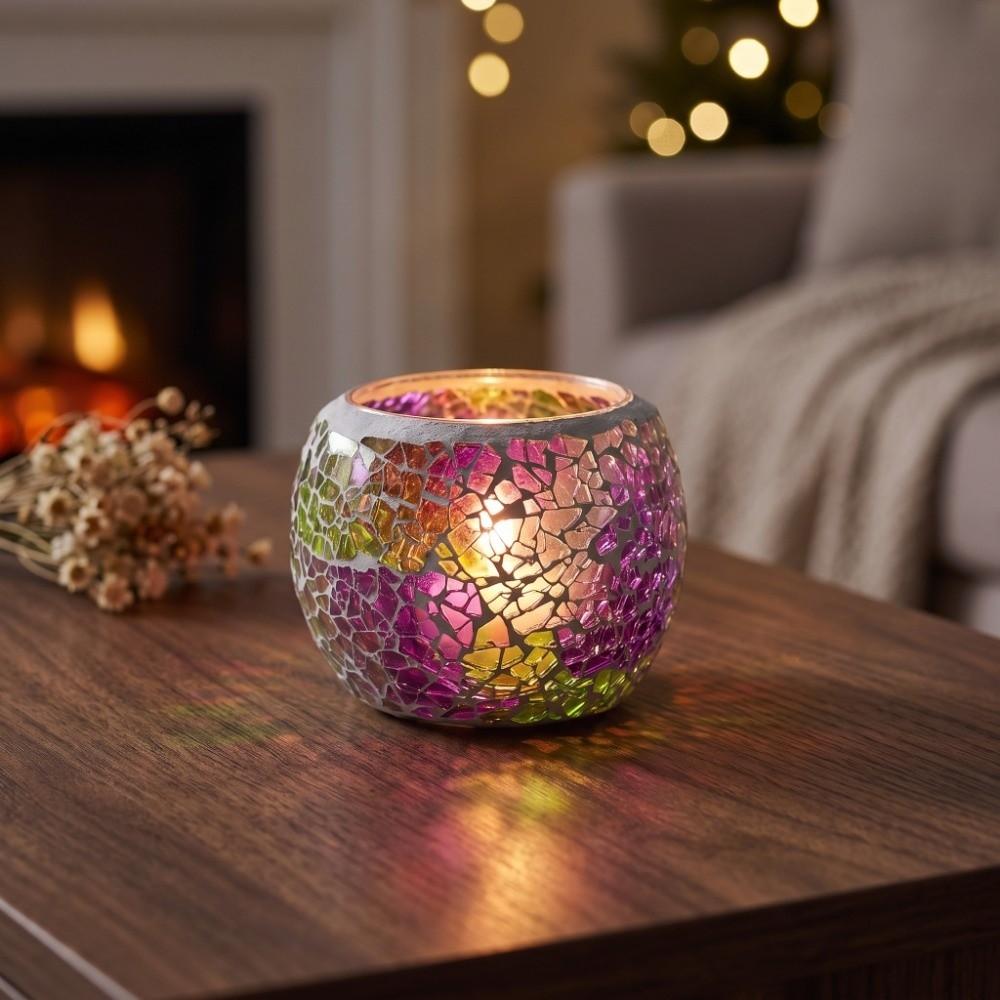 Round Bowl Shape Tea Light Holder Yellow Handmade Candle Holder Holiday Decor