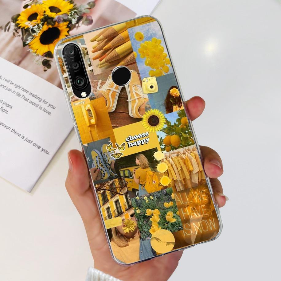 For Huawei P30 Lite Case 2020 Fashion Flower Bumper Soft Silicone Clear Cover For Huawei P30 Lite Pro Fundas P 30 P30Lite Hoesje