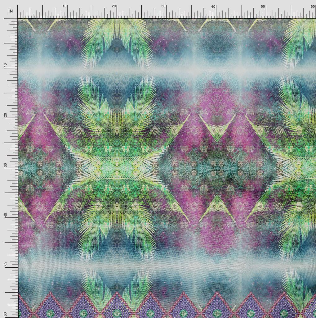 Soimoi Japan Crepe Satin Fabric Floral & Panel Print Sewing Fabric metre 42 Inch