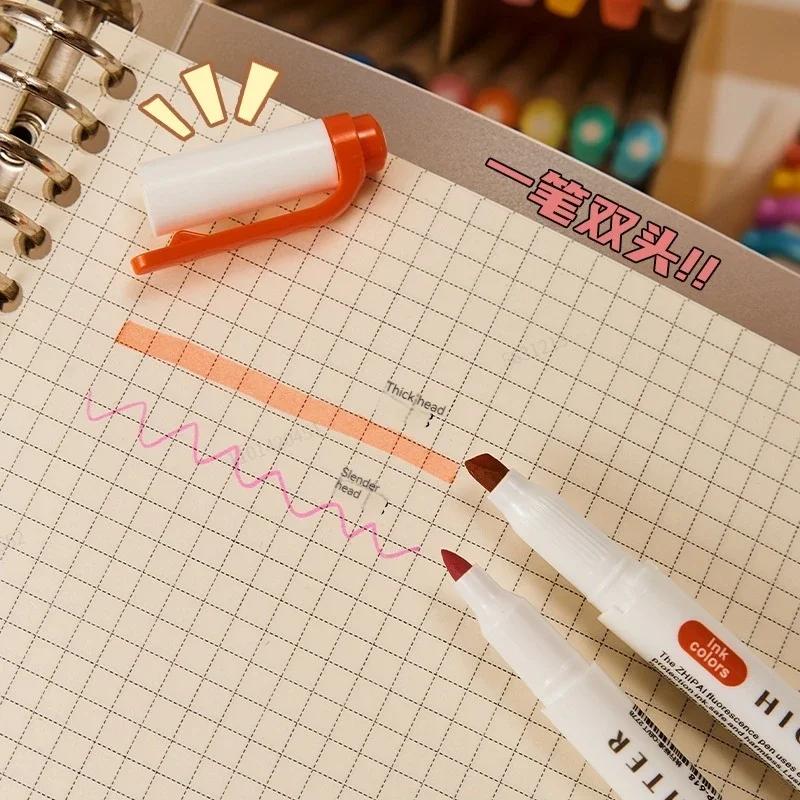 5 Цветов/Коробка Двусторонние Маркеры-Хайлайтеры Коллекция Флуоресцентные Рисовальные Маркеры Ручки-Хайлайтеры Арт Японские Очаровательные Пастельные Канцелярские Товары