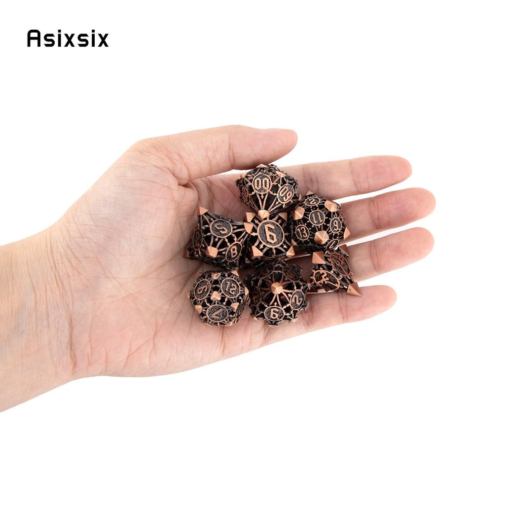 7 Pcs Copper Metal Dice Hollow Metal Polyhedral Dice Set Suitable for Role-Playing RPG    Board Game Card Game