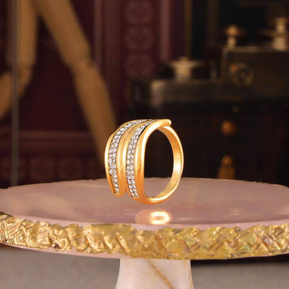 Кольцо с нерегулярными бриллиантами, титановая сталь, покрытая 18-каратным настоящим золотом, ретро-дизайн