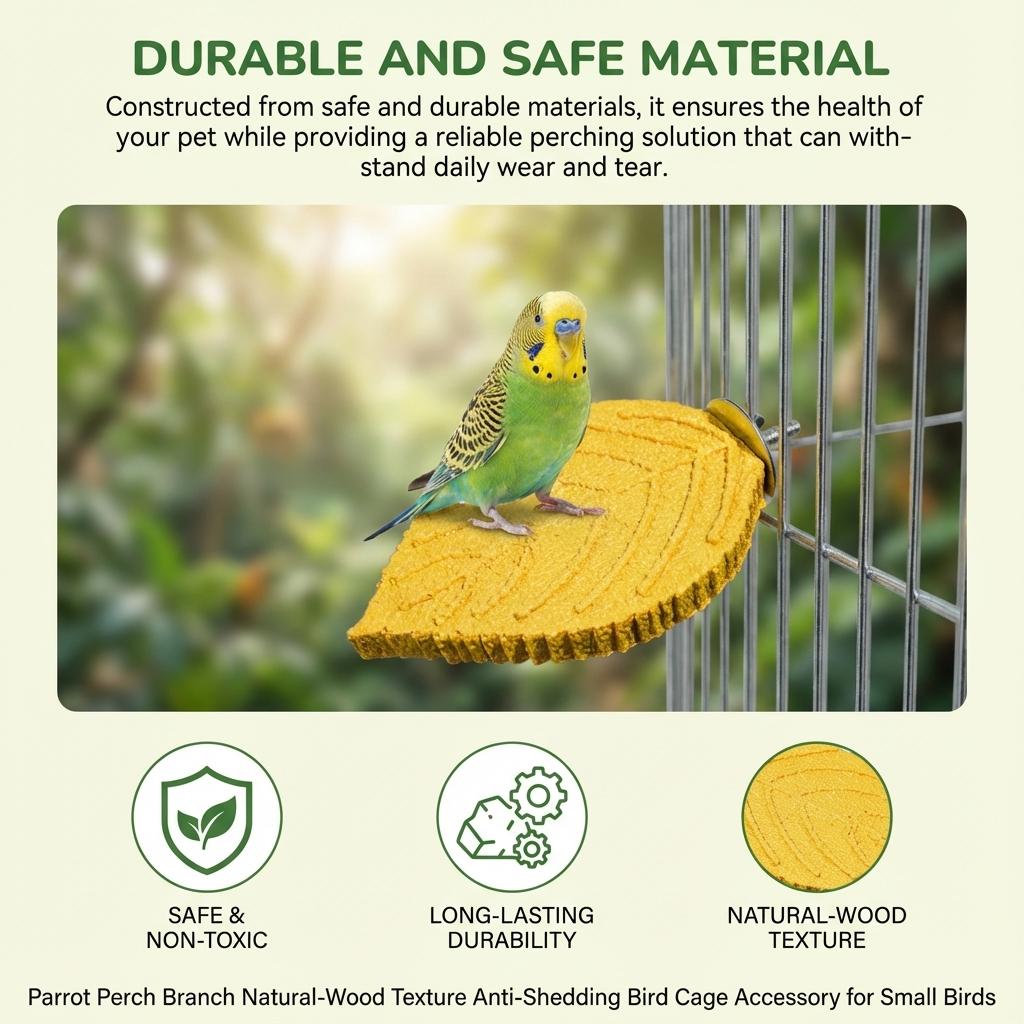 Parrot Perch Branch Natural-Wood Texture Anti-Shedding Bird Cage Accessory for Small Birds