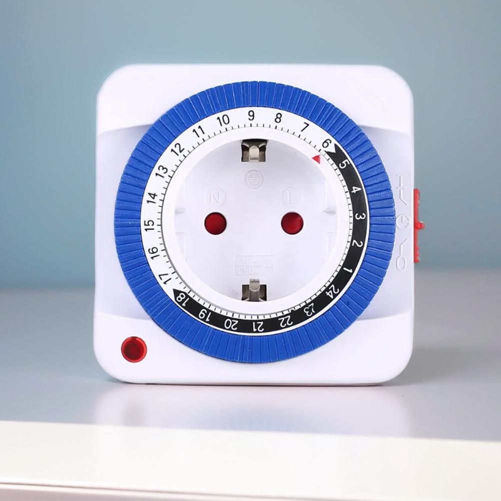 ЕС/США 24-часовой таймер-переключатель с вилкой, механический заземленный таймер-переключатель, программируемый интеллектуальный таймер обратного отсчета, циклический переключатель, розетка для помещений