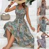 Women's Dress Printed V-neck Fashion High Waist Dress
