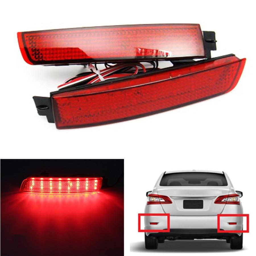 2 Pcs 12V Car Rear Bumper LED Reflector Red Lens Tail Brake Lamp FX35/FX37/FX50