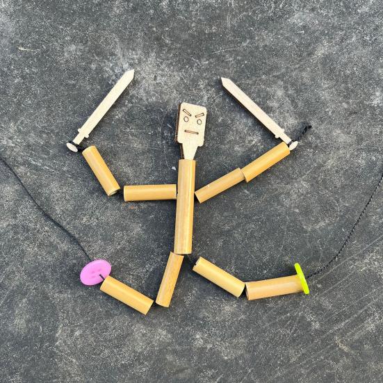 Bamboo Man Toy DIY Puppet Kit Children Interactive Game Bamboo Craft Material Kit for Boys Girls Gift