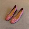 Fashion Spring and Autumn Round Head Low Heel Bow Shallow Mouth Comfortable Fashion Ballet Shoes Simple Fashion Women's Shoes