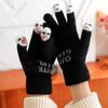 Winter Warm Gloves Thickened Leaky Finger Gloves Washable Knitted Gloves  for Touch Screen
