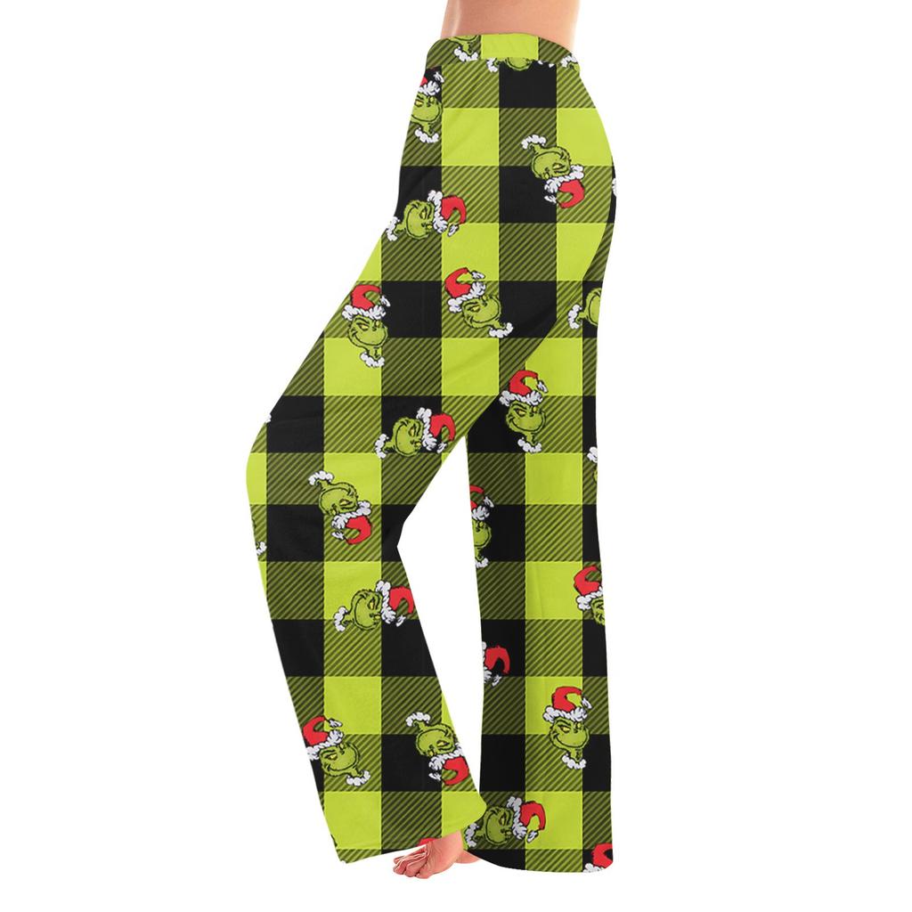 Women  Winter Pants Full Length Long Trousers Flannel Christmas Printed Pants