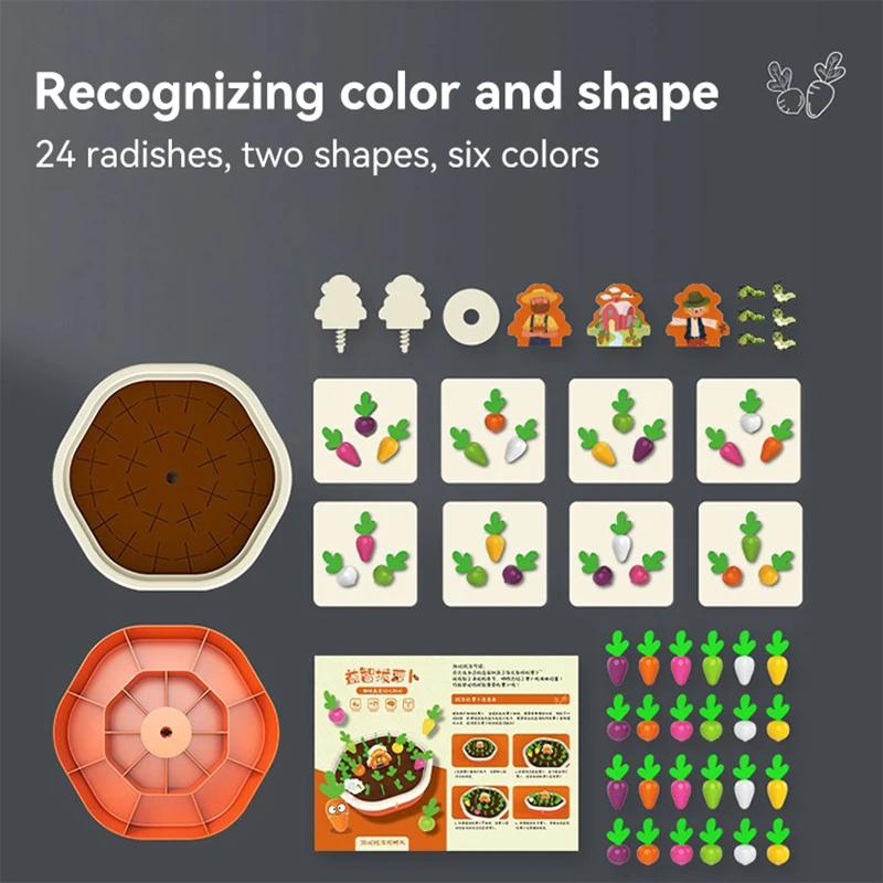 Baby Montessori Carrot Harvest Pull Radish Memory Sorting Board Games Fine Motor Skills Educational Sensory Toys for Toddlers