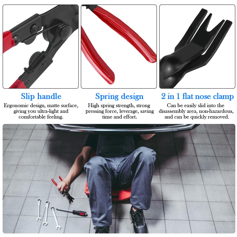 STCRERAG Плоскогубцы для снятия обшивки, зажим для дверной панели, инструмент для снятия зажима обшивки, плоскогубцы, инструмент с крепежом, заклепочный съемник для дверной панели автомобиля, приборной панели