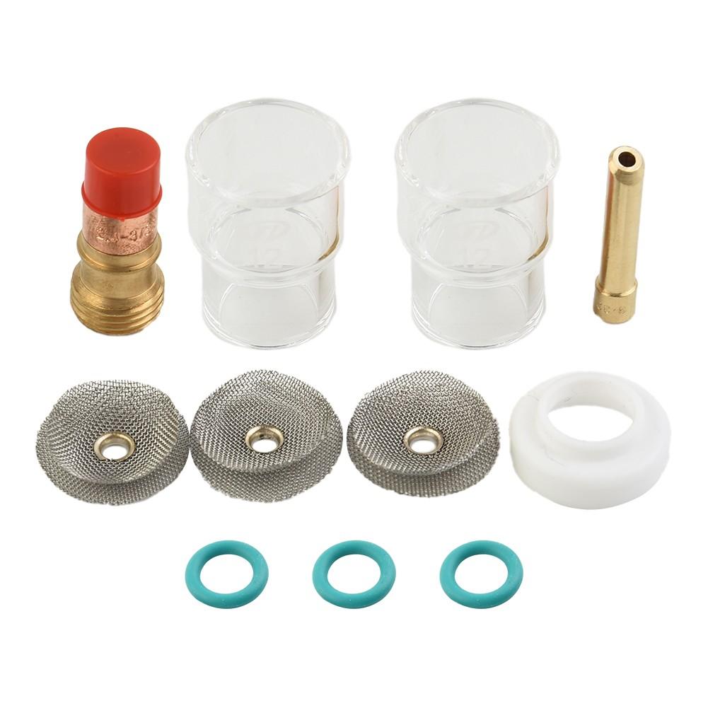 Сварочная горелка TIG, 3/32 Газовая линза #12 Чашка 2,4 мм Комплект цанг для WP-17,18,26