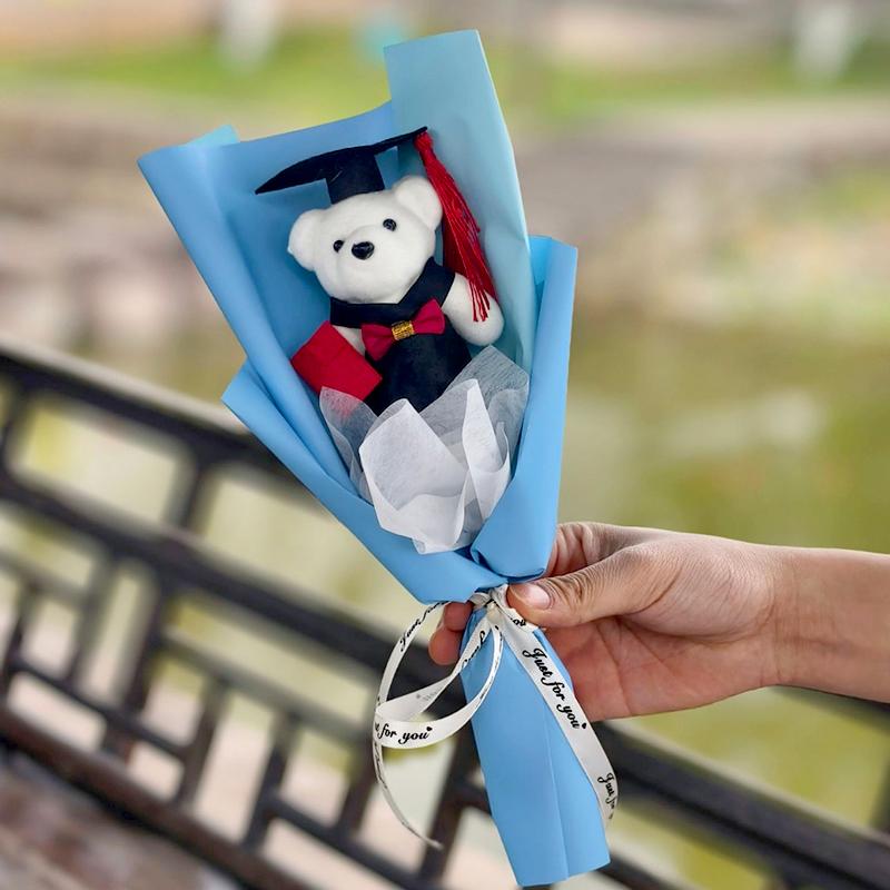 1 шт. декор для вечеринки искусственный цветок доктор медведь свадебные сувениры выпускной подарок мультяшная плюшевая игрушка реквизит для фотосессии цветочный букет