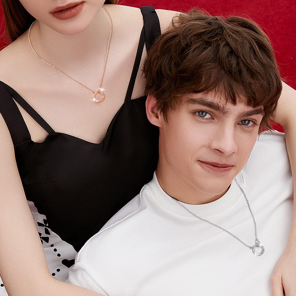 Парное ожерелье Парное кольцо-ожерелье 925 серебро Популярное Мужское и Женское Парное ожерелье Сочетающийся образ Аксессуар Мужской Женский Подарок Рождество