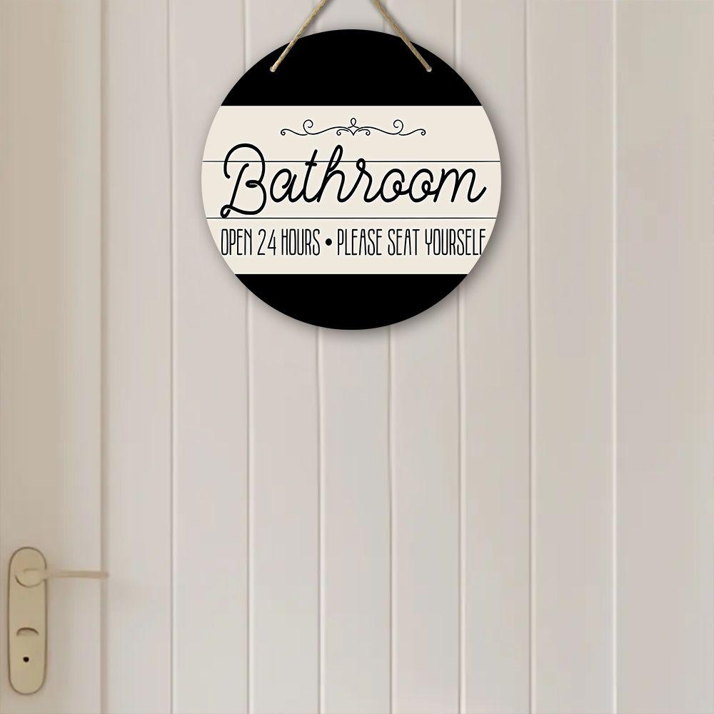 Деревянные подвесные декоративные таблички, украшения для туалета, 2D плоские подвески, рисунок - логотип "Ванная комната", подарок на новоселье для друзей