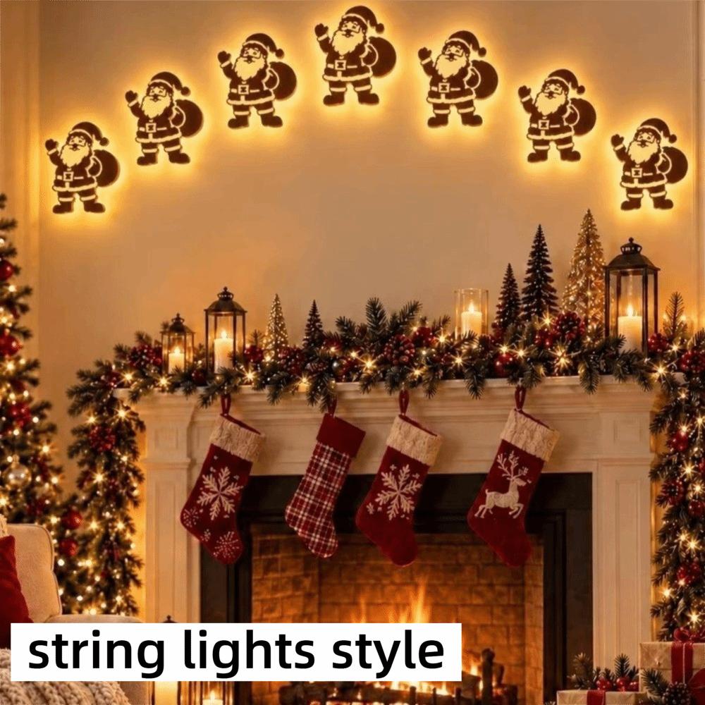Wood LED Christmas Decorations Self Adhesive Festive Light Decorations Holiday Wall Decor