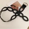 Adjustable Cowgirl Waist Belt Hollow Out Rivet Waist Belt PU Leather Waistbands  Dress Decoration