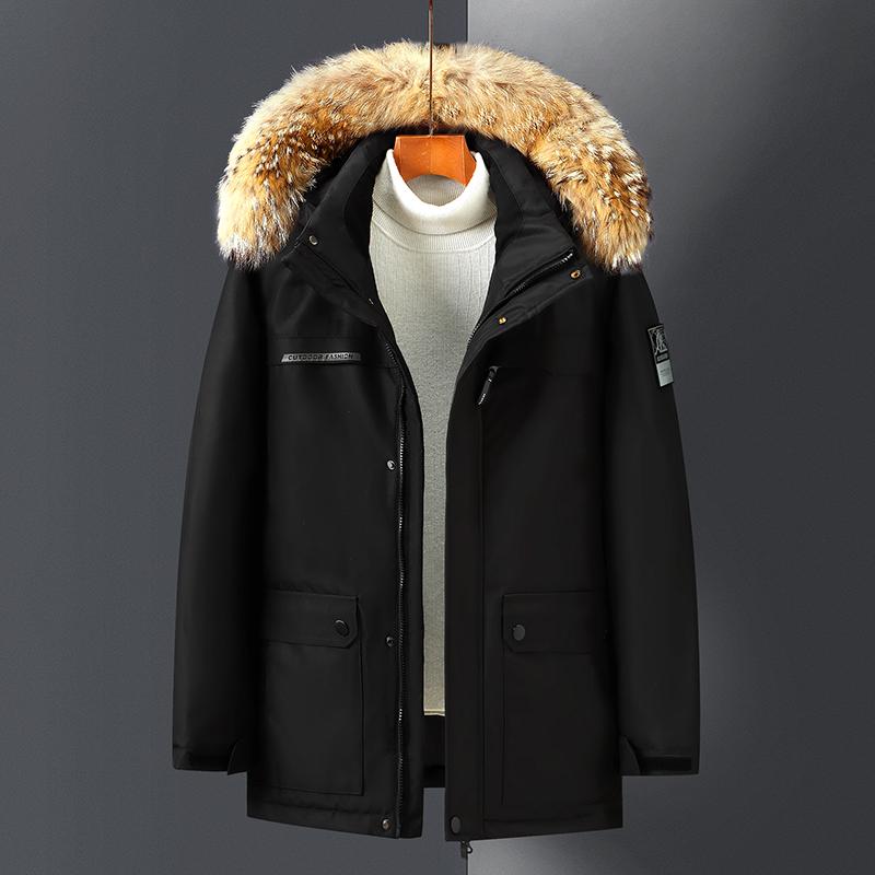 Real Fur Collar Winter White Duck Down Coats for Men Parkas Hooded Thick Warm Down Jackets Man Outerwears