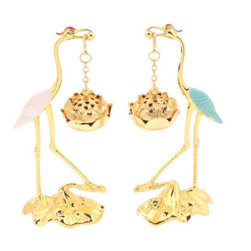 Подставка для курильницы в форме журавля Лотос, курильница для курильницы из античного сплава Лотос, подвесная печь для чайной церемонии, ремесло, украшение для дома