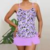 Women's Swimwear With Chest Pad Push Up Two Piece Swimsuit Tank Top With Panties Slim Fit Printed Swimwear