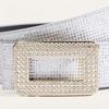 Punk Sequin Belt Rhinestone Square Buckle Y2K Girl Waistband PU Leather Wide Waistband  Outdoor