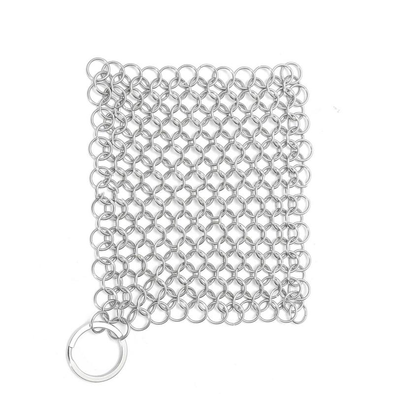 10 х 10 см сковорода из нержавеющей стали, чугунная чистящая кольчуга, скребок для звонка