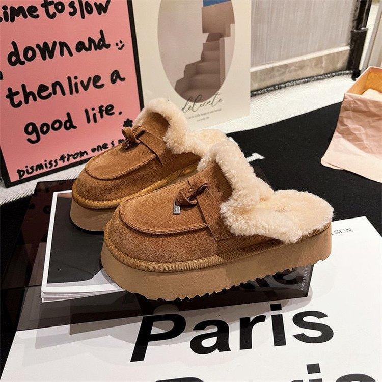 Тапочки из искусственного меха с меховой обвязкой для головы, женские шлепанцы, женские тапочки, уютные универсальные шерстяные тапочки с нишевым дизайном