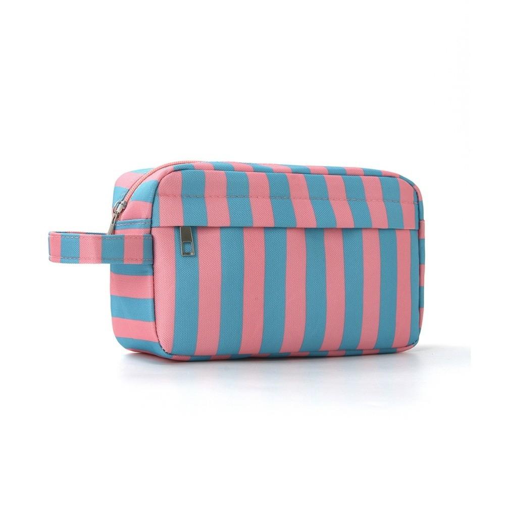 Zipper Striped Makeup Bag Waterproof Storage Bag Convenient Cosmetic Pouch Home