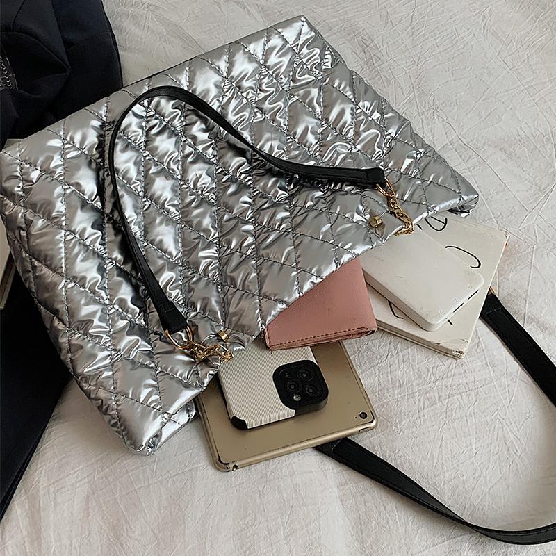 Женская стеганая сумка-тоут с ромбами, большая вместимость, сумка с верхней ручкой, универсальная мягкая сумка-саквояж, повседневная модная женская сумка для покупок KTY