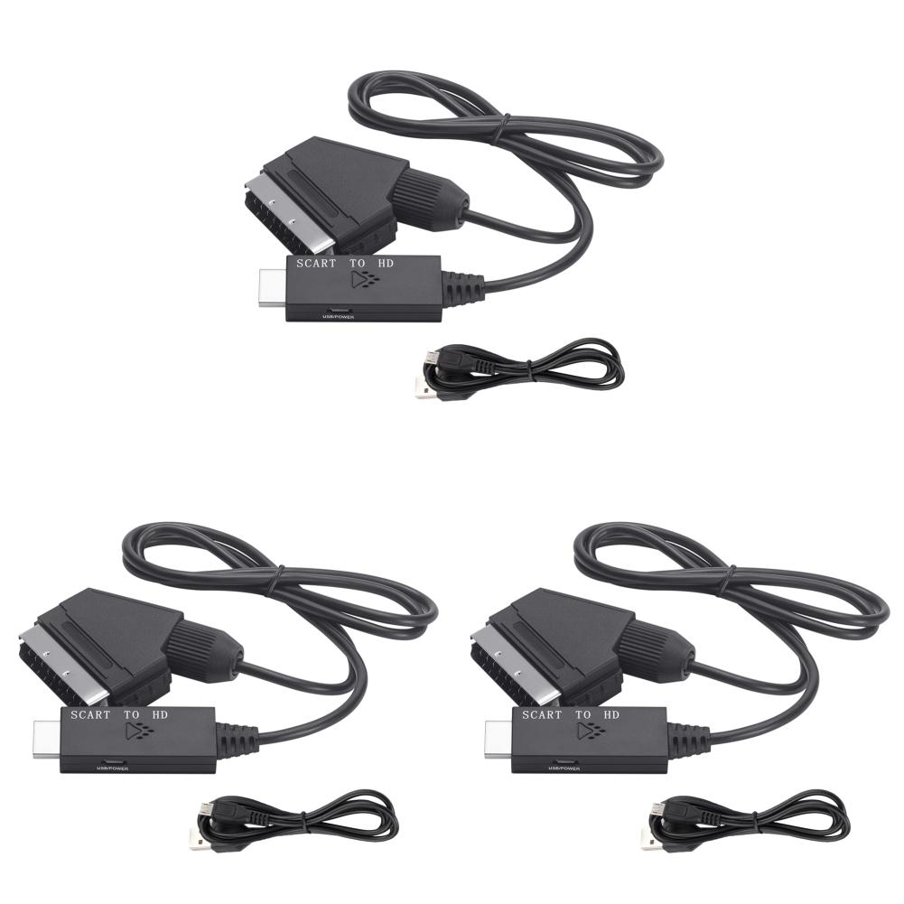1-10 шт. 1080P Scart в HDMI-совместимый Видео Аудио Конвертер Адаптер Штекер на Розетку 1м SCART в HDMI DC5V USB Кабель для HDTV DVD